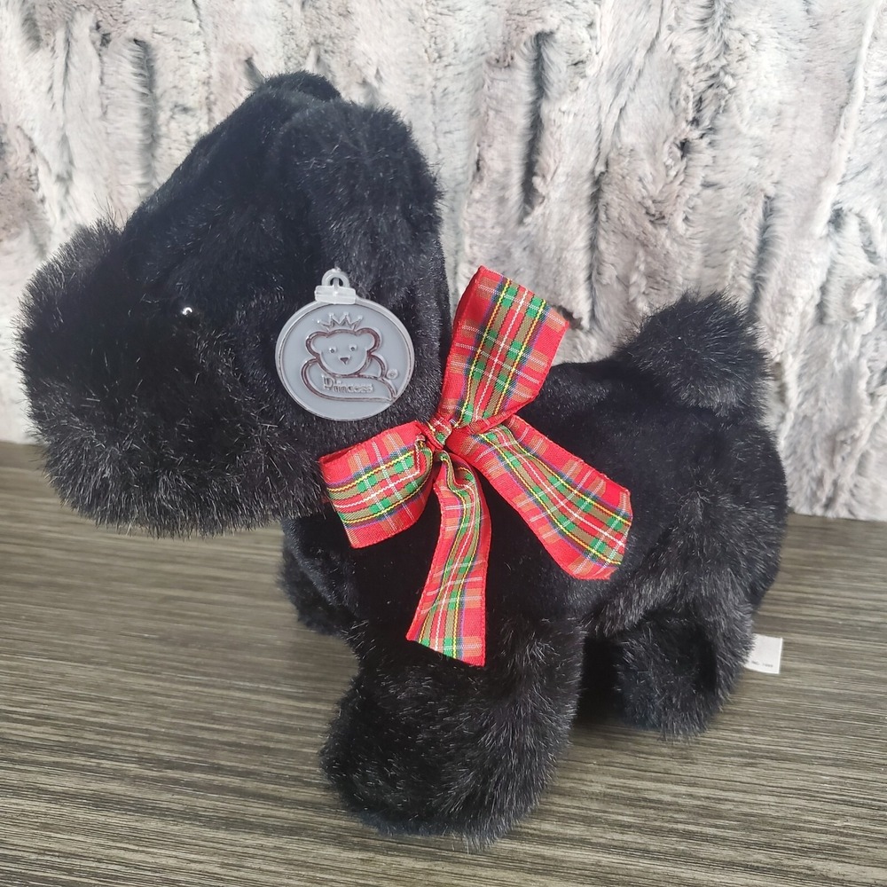 Princess‎ Soft Toys Maxwell Black Scottie Dog Plush 8.5" Red Plaid Neck Bow